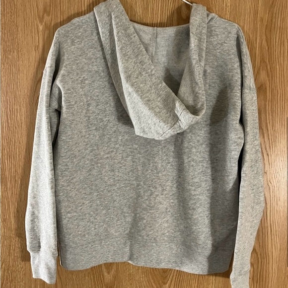 AEO Embroidered Floral Gray Pullover Oversized Hoodie Sweatshirt - Picture 3 of 5